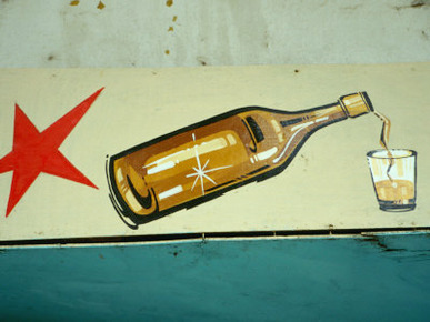 Advertisement for Cuban Rum in Old Havana, Havana, Cuba