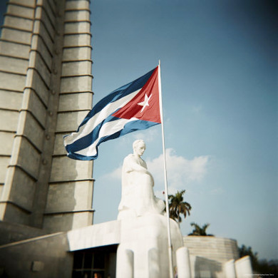 Cuban Flag and Jose Marti Memorial, Plaza De La Revolucion, Havana, Cuba, West Indies