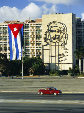 Cuban Flag Outside the Ministerio Del Interior at Plaza De La Revolucion, Havana, Cuba