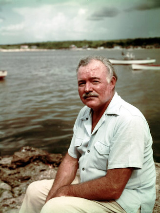 Author Ernest Hemingway at Cuban Fishing Village Like the One in Book The Old Man and the Sea
