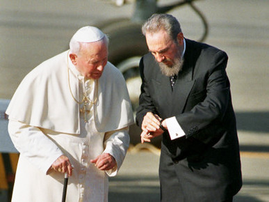 Cuban President Fidel Castro,And Pope John Paul II