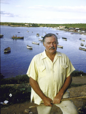 Ernest Hemingway at a Cuban Fishing Village Like the One in His Book The Old Man and the Sea