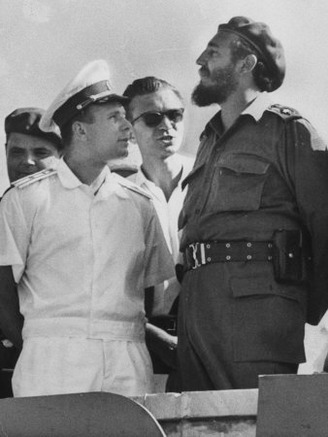 Russian Major Yuri A. Gagarin and Cuban President Fidel Castro, During July 26th Celebrations