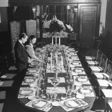 Ambassador Guillermo Belt and His Wife Checking Place Cards before Dinner Party at Cuban Embassy