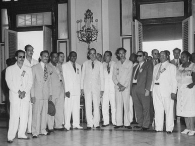 Members of Exec. Committee of Confederation of Cuban Workers with President Ramon Grau San Martin