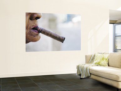 Profile of Cuban Woman Smoking Cigar in Vieja District
